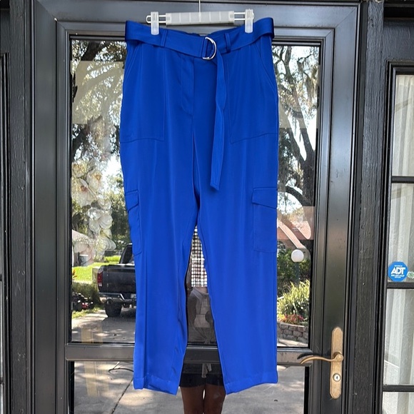 Calvin Klein Womens Satin Belted Casual Cargo Pants - Picture 3 of 12